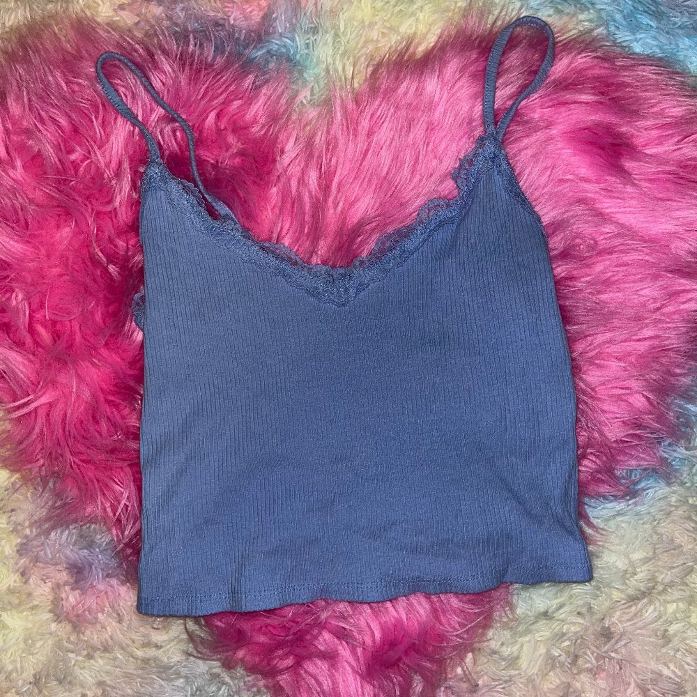 Garage Blue Lace Lined Tank Top  size L